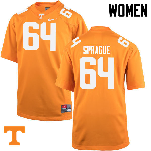 Women #64 Tommy Sprague Tennessee Volunteers College Football Jerseys-Orange